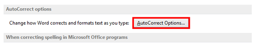 AutoCorrect Options